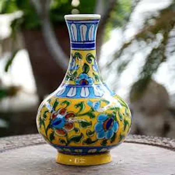 Blue_Pottery_Yellow_Floral_Bud_Vase