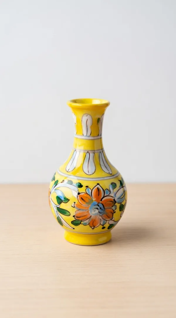 Blue_Pottery_Yellow_Floral_Bud_Vase