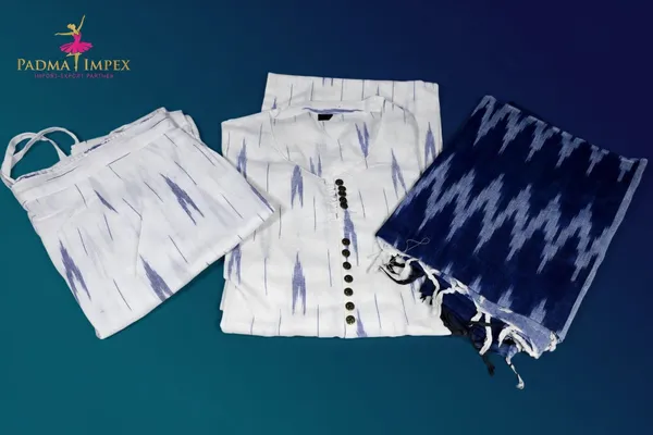 Blue_White_Cotton_Artisan_Stitched_Kurta_Set_For_Women