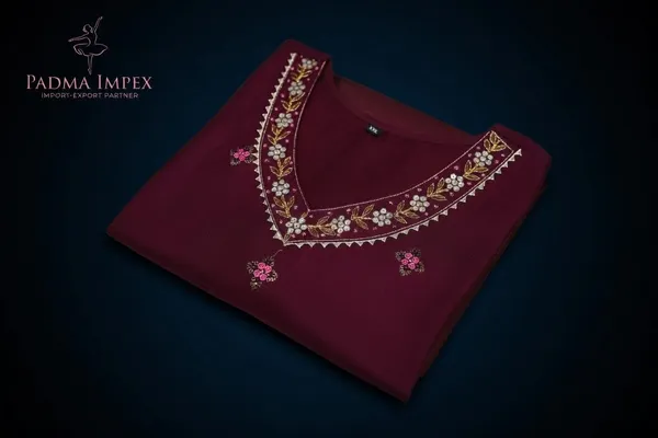Maroon_Cotton_Hand_Embroidered_Kurta_For_Women