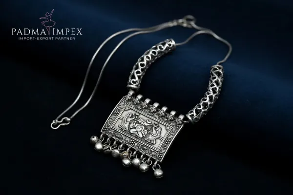 Silver_Plated_Oxidized_Tribal_Deity_Pendant_Necklace_For_Women