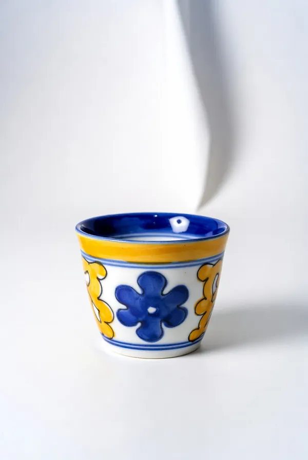 Blue_Pottery_Handcrafted_Blue_And_Yellow_Floral_Cup