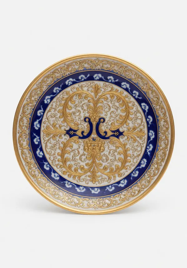 Blue_Pottery_Decorative_Beige_And_Blue_Plate