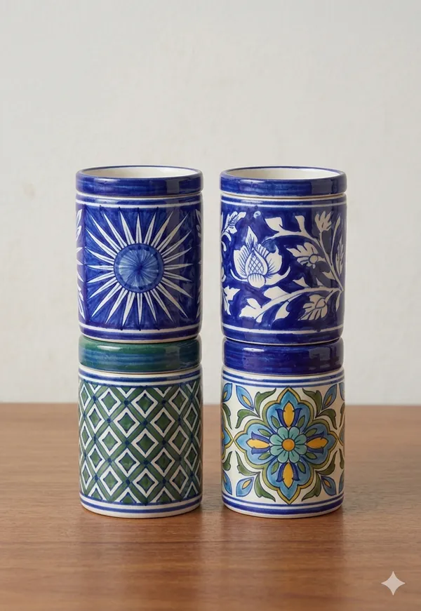 Blue_Pottery_Hand-Painted_Multicolour_Storage_Jar_Set_Of_4