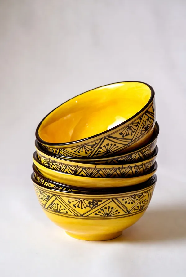 Blue_Pottery_Yellow_Handcrafted_Decorative_Bowl_Set_Of_5
