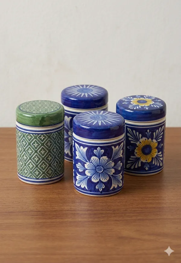 Blue_Pottery_Blue_Floral_Airtight_Storage_Jar_Set_Of_4