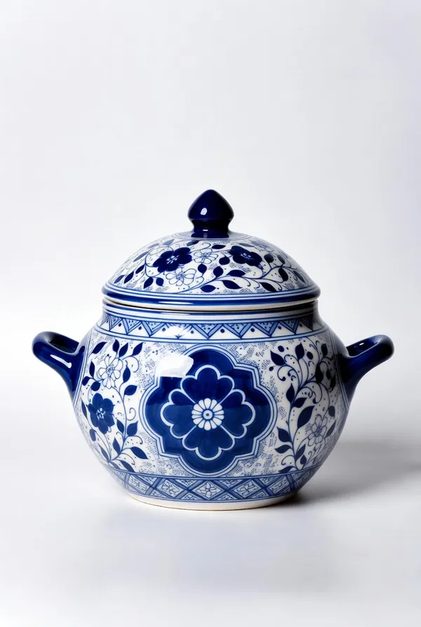 Blue_Pottery_Blue_And_White_Floral_Tureen
