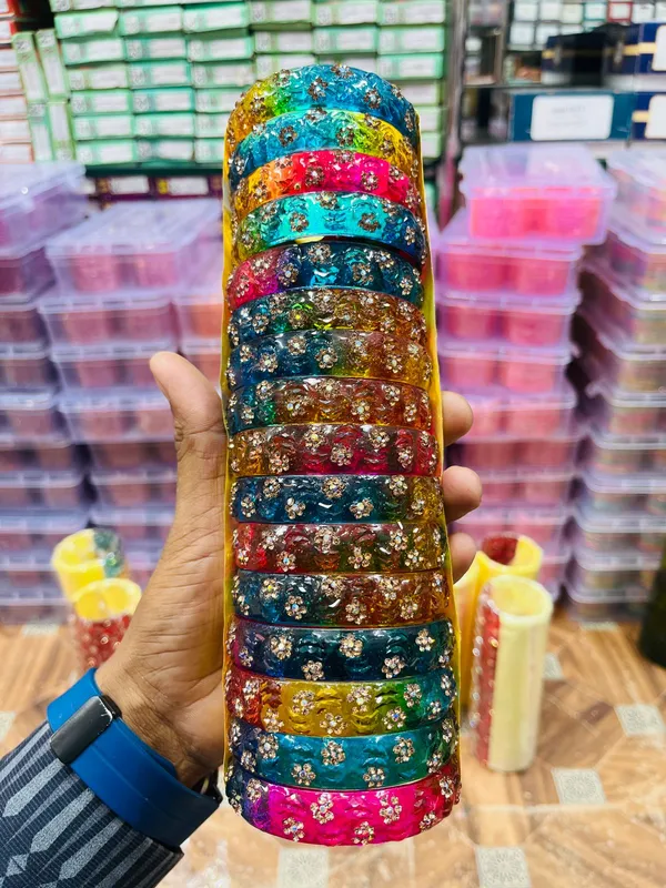 Multicolour_Crystal_Glitter_Bangles_Set_For_Women
