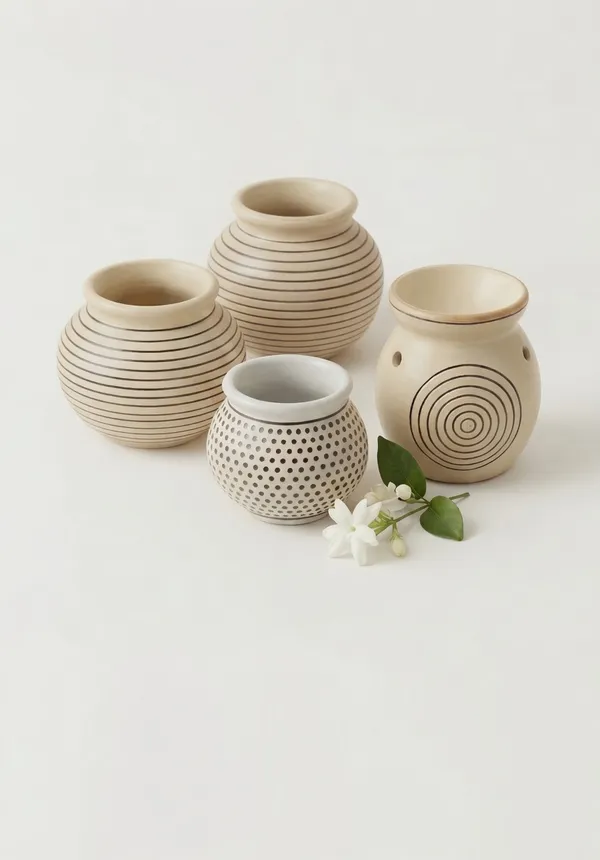 Blue_Pottery_Decorative_Textured_Beige_Decorative_Vase_Set