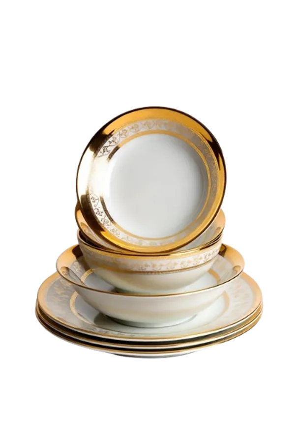 Porcelain_Gold_And_White_Dinner_Set