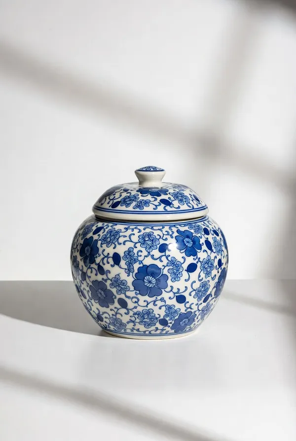 Blue_Pottery_Decorative_Blue_And_White_Floral_Jar_With_Lid