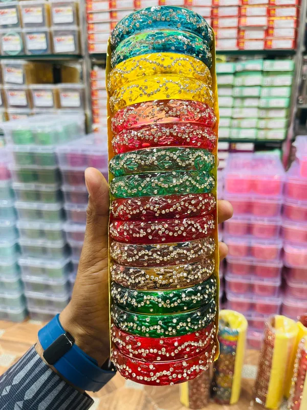 Multicolour_Acrylic_Glitter_Bangles_Set_For_Women