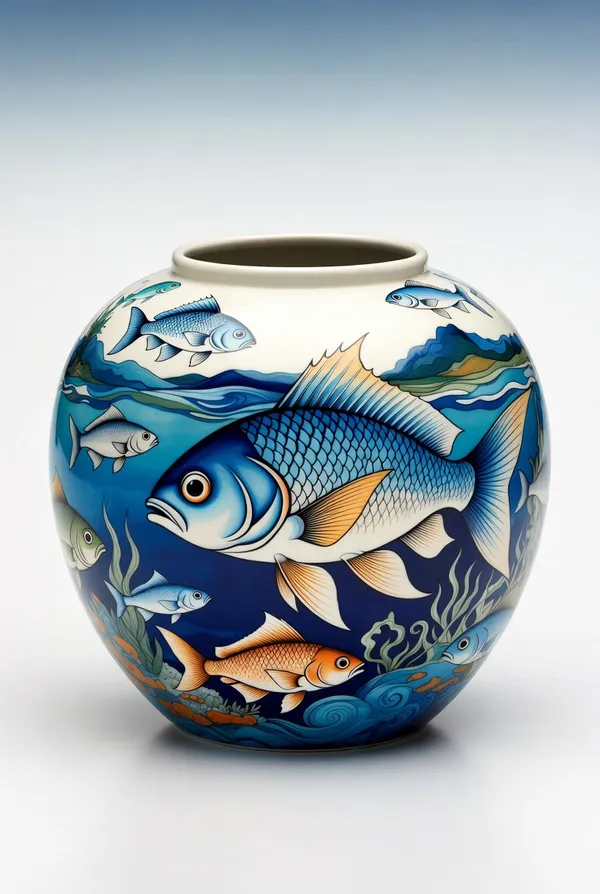 Blue_Pottery_Handcrafted_Ocean_Theme_Fish_Vase