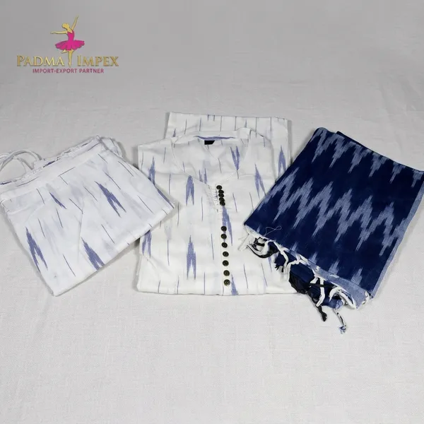 Blue_White_Cotton_Artisan_Stitched_Kurta_Set_For_Women