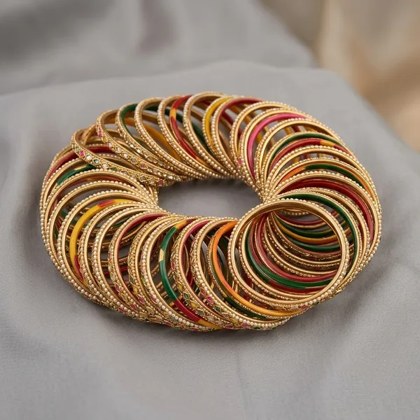 Multicolour_Plastic_Kundan_Work_Lac_Bangle_Set_For_Women