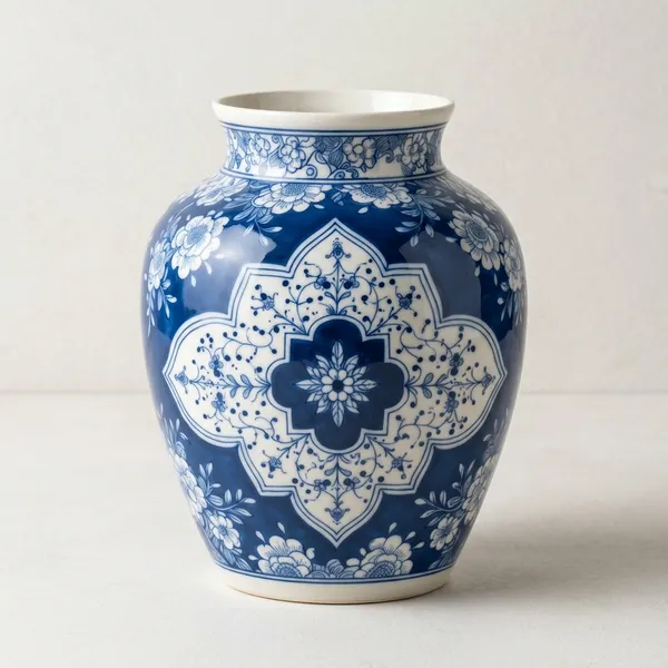 Blue_Pottery_Blue_White_Floral_Ginger_Jar_Vase