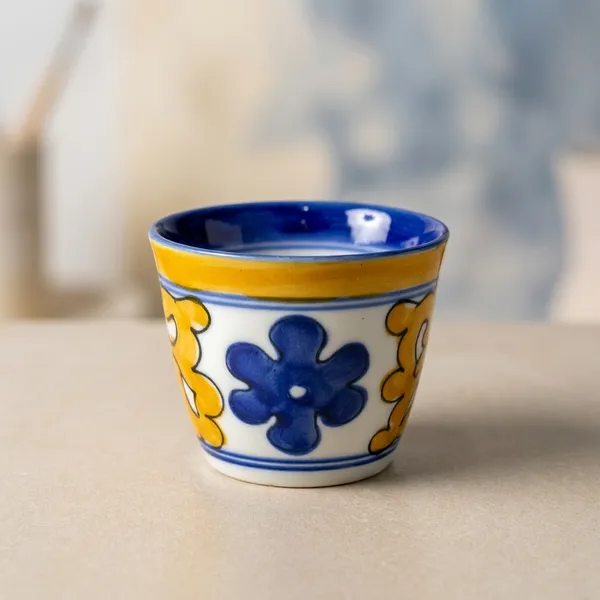 Blue_Pottery_Handcrafted_Blue_And_Yellow_Floral_Cup