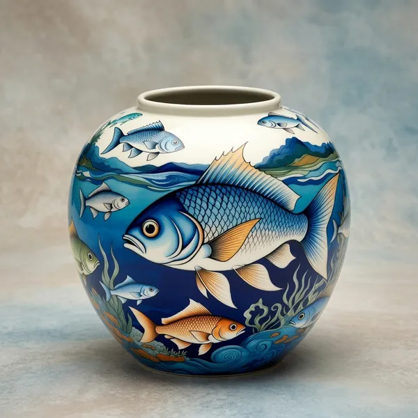 Blue_Pottery_Handcrafted_Ocean_Theme_Fish_Vase