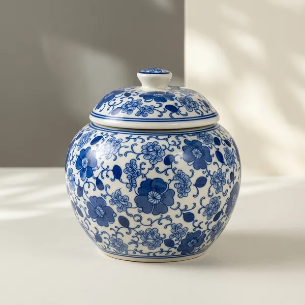 Blue_Pottery_Decorative_Blue_And_White_Floral_Jar_With_Lid