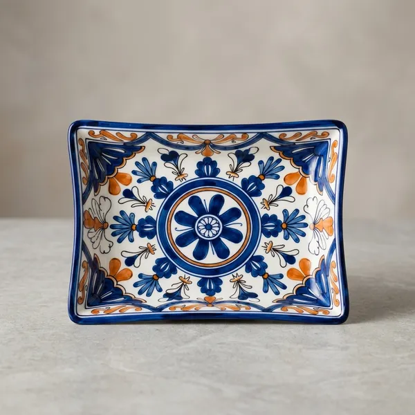 Blue_Pottery_Hand-Painted_Blue_Floral_Rectangular_Serving_Tray
