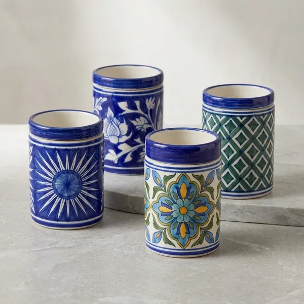 Blue_Pottery_Hand-Painted_Multicolour_Storage_Jar_Set_Of_4