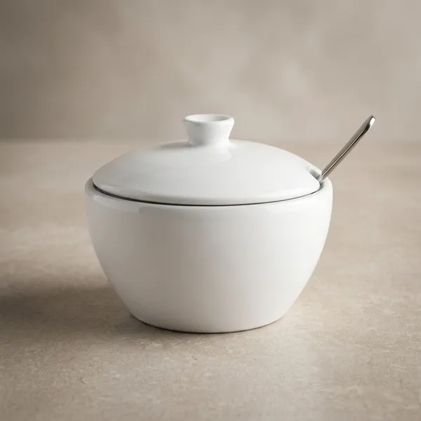 Blue_Pottery_White_Sugar_Pot_With_Lid