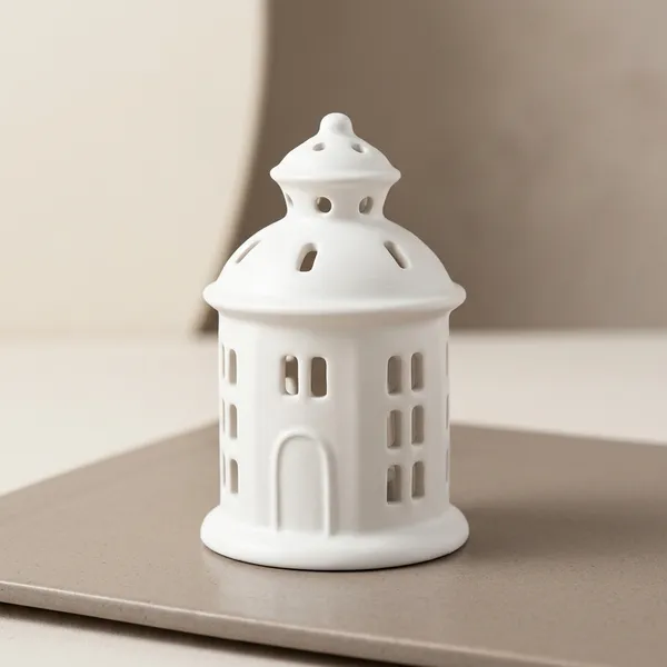 Blue_Pottery_Decorative_House_Shaped_White_Tealight_Candle_Holder