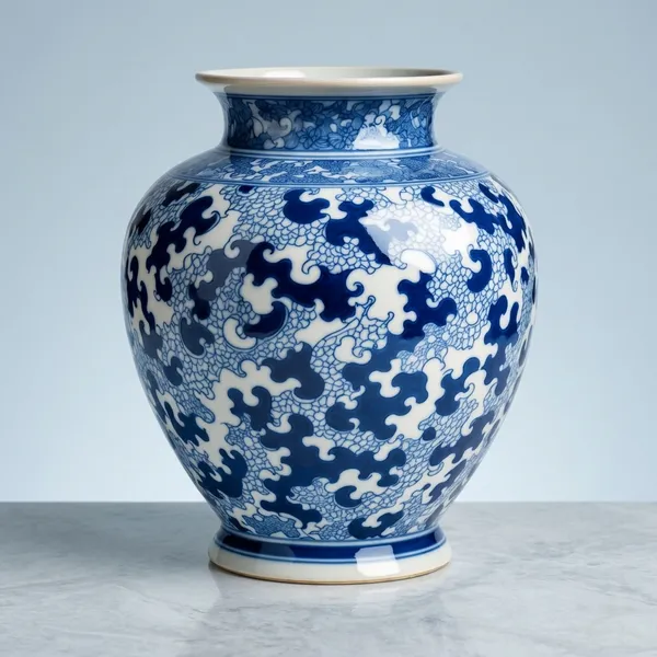 Blue_Pottery_Blue_And_White_Floral_Decorative_Vase