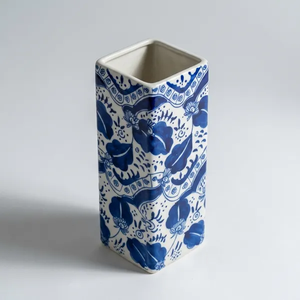 Blue_Pottery_Decorative_Blue_White_Floral_Vase