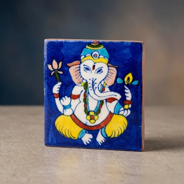 Blue_Pottery_Decorative_Ganesha_Design_Blue_Decorative_Tile