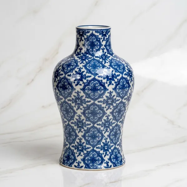 Blue_Pottery_Blue_And_White_Floral_Decorative_Vase