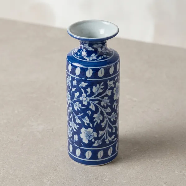 Blue_Pottery_Floral_Blue_And_White_Decorative_Vase