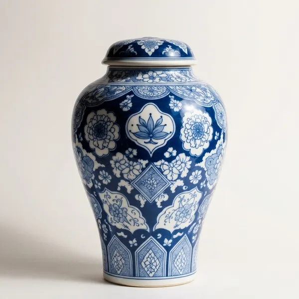 Porcelain_Floral_Blue_And_White_Ginger_Jar_With_Lid