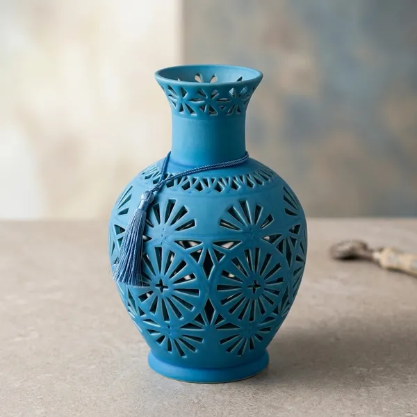 Blue_Pottery_Blue_Floral_Lattice_Vase