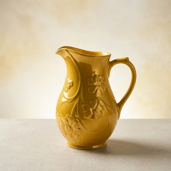 Blue_Pottery_Golden_Floral_Embossed_Decorative_Jug