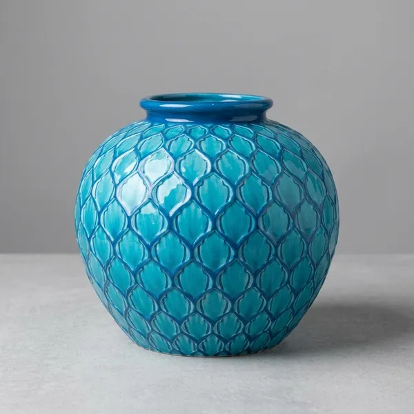 Blue_Pottery_Decorative_Blue_And_White_Turquoise_Vase