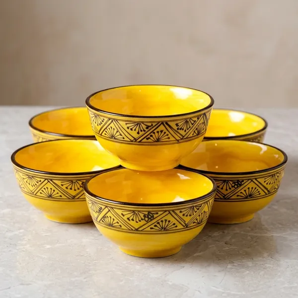 Blue_Pottery_Yellow_Handcrafted_Decorative_Bowl_Set_Of_5