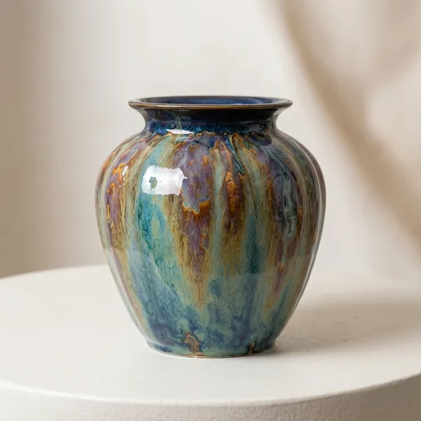Blue_Pottery_Glazed_Multicolour_Round_Vase