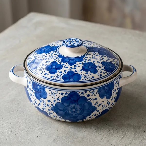 Blue_Pottery_Blue_And_White_Floral_Casserole_Pot_With_Lid