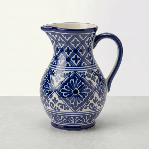 Blue_Pottery_Blue_And_White_Floral_Decorative_Pitcher