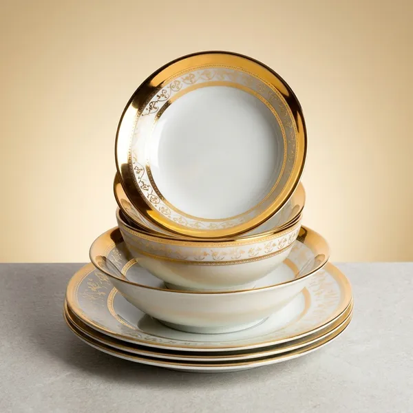 Porcelain_Gold_And_White_Dinner_Set