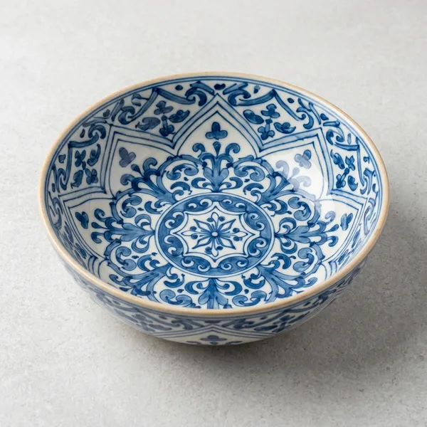Blue_Pottery_Blue_White_Floral_Decorative_Bowl