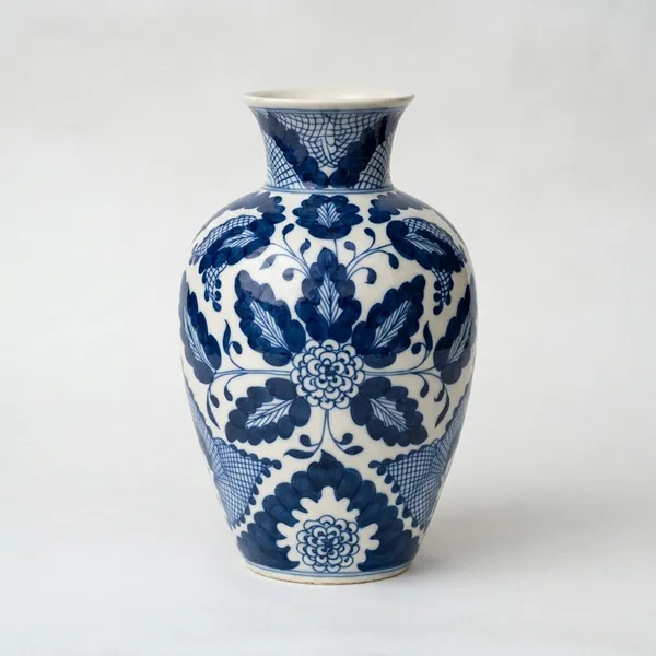 Blue_Pottery_Blue_White_Floral_Decorative_Vase