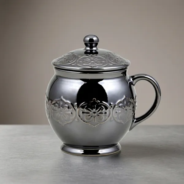 Metal_Silver-Toned_Floral_Engraved_Tea_Cup_With_Lid