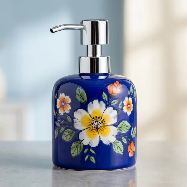 Blue_Pottery_Blue_White_Floral_Soap_Dispenser_Chrome_Pump