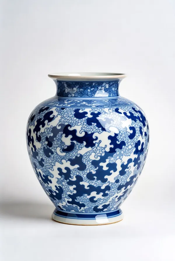 Blue_Pottery_Blue_And_White_Floral_Decorative_Vase