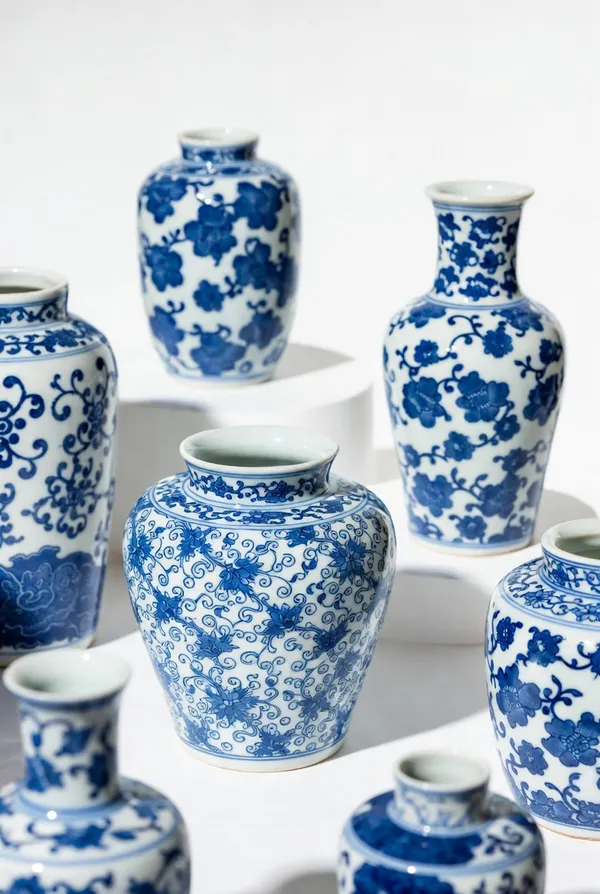 Blue_Pottery_Blue_And_White_Floral_Decorative_Vase