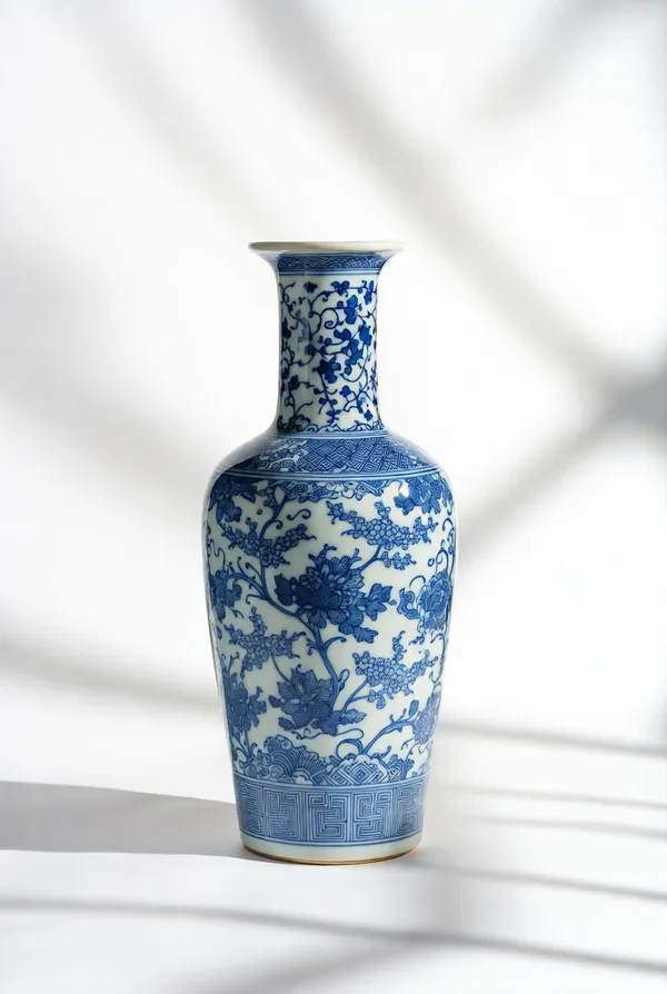 Porcelain_Blue_White_Floral_Pattern_Decorative_Vase