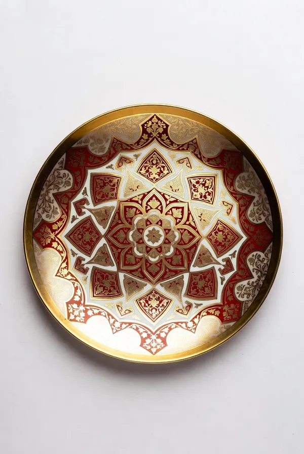 Brass_Golden_Red_Floral_Mandala_Decorative_Plate