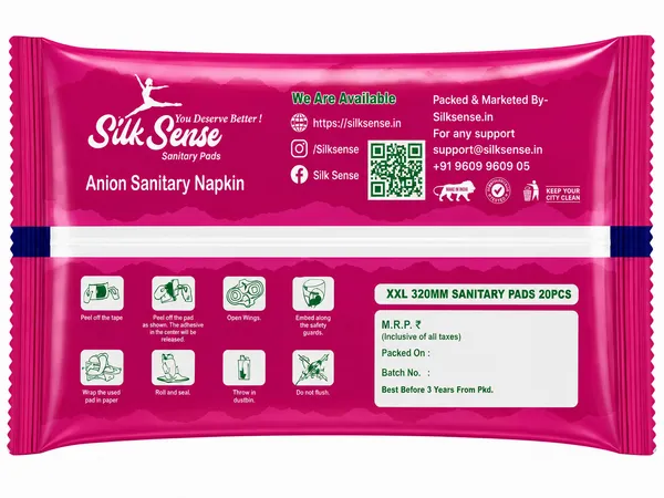 Silk_Sense_Xxl_Anion_Sanitary_Pads_With_Wings_320Mm_20_Pieces_Pack_of_2